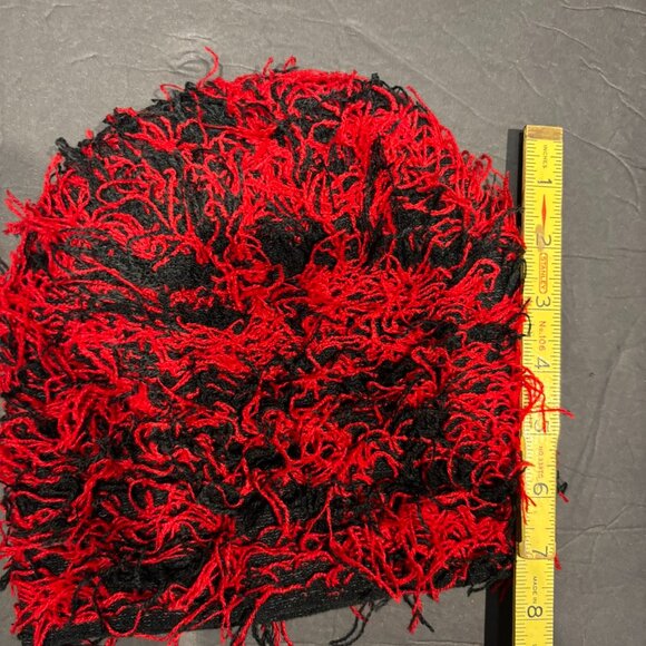Distressed Black & Red Street Style Beanie – Unisex Knit Hat - Picture 4 of 5